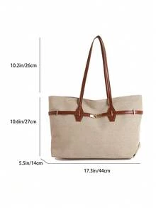 New Fashion Handbag For Women, Versatile Tote Bag With Large Capacity For Work And Commute - Beige - View 2