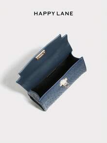 HAPPY LANE Dark Blue Ostrich PatternNiche Design. Features Include Dark Blue Ostrich Pattern Leather, Gold-Tone Hardware, Classic Flap Closure, And Versatile Handle/Shoulder Bag Style. A Touch Of Understated Luxury, Suitable For Daily Commutes, Business Meetings, And Any Occasion. - 鴕鳥紋藍 - 查看 10