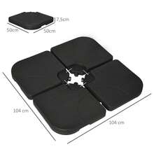 Offset Parasol Base, Set Of 4, Ballastable With 60 Litres Of Water Or 78 Kg Of Sand, Black Colour For Optimal Stability. - Black - View 8