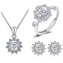 Bộ trang sức bạc 925 gồm: Dây chuyền Moissanite 1ct, Nhẫn hở Moissanite 1ct, Bông tai Moissanite 2ct, trang sức cưới/đính hôn cao cấp, bộ quà tặng đeo hàng ngày kèm hộp quà. - Một bộ 4CT - Xem 7