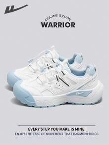 WARRIOR 女款时尚复古运动鞋，春夏舒适跑步鞋，简约休闲又不失时尚感，四季皆宜，耐磨耐穿，适合全天穿着的训练鞋。 - 白/藍 - 查看 1
