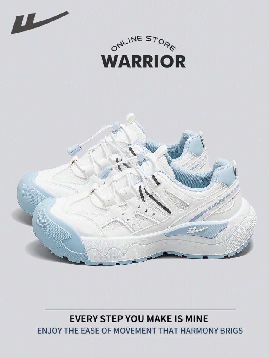 WARRIOR 女款时尚复古运动鞋,春夏舒适跑步鞋,简约休闲又不失时尚感,四季皆宜,耐磨耐穿,适合全天穿着的训练鞋。 - 白/藍 - 查看 1