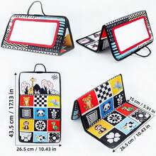 Newborn Foldable Cloth Book With Mirror, Infant Sensory Fabric Toy, Montessori Development Crawling Toy, Black And White Visual Stimulation Hanging Toy, Suitable For 0-18 Months Babies, Ideal Christmas/Birthday Gift For Baby Boys And Girls - Multicolor - View 14