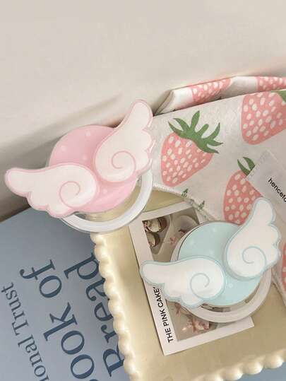 1PC Cute, Girly-Style Magnetic Retractable Desktop Phone Stand Featuring A Polka-Dot Wing Design-Available In Pink Or Blue. An Ideal Gift For Sisters, Girlfriends, Or Classmates For Spring, As A Surprise, Or For A Birthday.