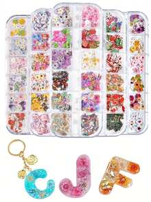 About 300pcs/Box Floral Nail Stickers Set, Flower Nail Decor, DIY Letter Resin Mold Silicone Mold Filler, Jewelry Making Supplies - DIY Filling - View 1