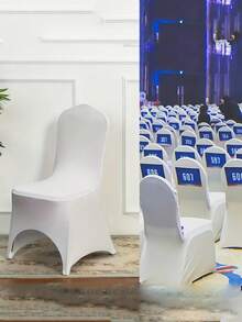 10/30pcs White Elastic Chair Covers For Wedding, Hotel, Banquet, Reusable Spandex Chair Slipcovers For Graduation Ceremony - White - View 6