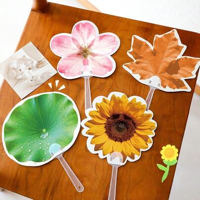 1pc Summer Essential: Cute Floral & Leaf Portable Hand Fan For Outdoor & Daily Use, Lightweight Handheld Fan, Suitable For Beach, Wedding, Travel, Holidays, Gifts For Couples, Friends