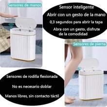 Cubo de Basura Automático con Sensor para Baño - 7 L Cubo de Basura con Tapa Botes de Basura Inteligente con Estrecho sin Contacto para Dormitorio Baño Cocina Oficina - 7 L - Ver 6