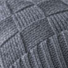 Short Checkered Wool Beanie Hat, Single Layer, Unlined - Gris Oscuro - Ver 3