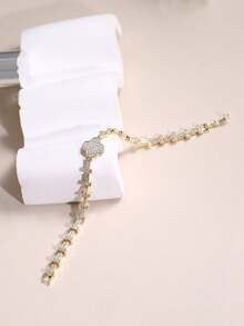 1 chiếc vòng tay thiết kế hình cỏ ba lá đính đá Zirconia, mạ đồng, kiểu dáng thời trang, dây xích thường, sang trọng, unisex. - Vòng đeo tay - Xem 5