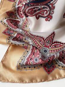 1 Piece 70cm Vintage Paisley Print Satin Square Scarf, Women's Bohemian Style Neck & Head Bandana, Multi-Use Fashion Accessory,Accessories,Holiday - Multicolor - View 2
