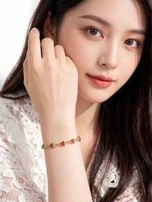 1件装女士新款草莓滴油高端双层合金手链，混色心形手工链DIY手链饰品 - 草莓 - 查看 3