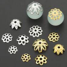 80pcs/160pcs Assorted Hollow Flower Bead Caps, Alloy End Caps Set, Suitable For DIY Jewelry Making Accessories, Bracelets, Necklaces, Earrings, Handmade Craft Supplies - Alloy Flower Holder - View 4
