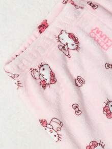 Hello Kitty 女款長褲，四季通用毛絨睡褲，柔軟雲朵布料，可愛卡通設計，理想的新年禮物，適合女友與情侶 - 粉色 - 查看 3