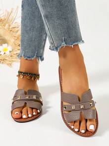 Ximi Ruo Women's Casual Flat Woven Roman Sandals, Suitable For Spring, Summer, Outdoor, Beach, Apartment, Paired With Dresses - Grey - View 4