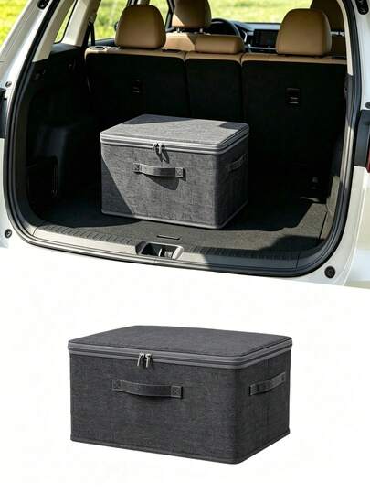 Large Capacity Foldable Car Trunk Storage Box With Lid And Handle - Waterproof Organizer Bin Suitable For SUV And Sedan - Multipurpose Collapsible Cargo Box For Clothes, Bedding, Groceries And Closet Organization