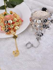 Women's Bracelet With Triangular Coins For Belly Dancing, Paired With Dance Or Evening Gowns, Exquisite Makeup, Aristocratic Attire, And Hairstyles, Making It More Prominent; Participating In Dance Performances, Wedding Banquets - Multicolor - View 10