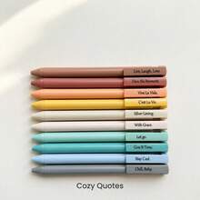 10pcs New Design Morandi Colored Aesthetic Anxiety Release Inspirational Encouraging Gel Ink Pen Soft Touch Smooth Writing Dry Fast For Journaling School&Office Supplies - 10pcs Colored Ink Pens - View 5