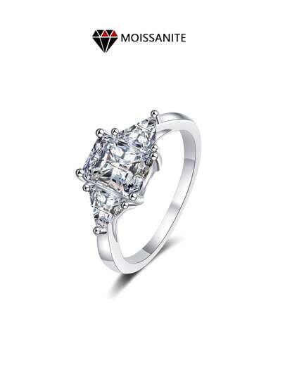 ConiiW Un anillo de dedo meñique de moda de plata esterlina 925 con moissanita de 2CT, diseño de estilo de diseñador, elegante y casual, temperamento clásico y minimalista, anillo de pareja unisex para hombres y mujeres