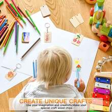 Set de 10 piezas de llaveros de madera en blanco con formas de rectángulo, corazón y redondo, kit de llaveros de madera sin terminar para manualidades DIY, accesorios de bolso, kit de manualidades de llaveros de madera - redondo - Ver 4