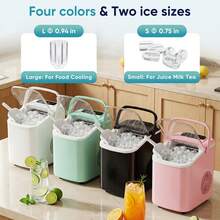 Sweetcrispy Ice Maker Countertop, Ice Machine With Portable Handle, Basket And Scoop, 26lbs Daily, 9 Bullet Cubes In 6~8 Mins, Auto-Cleaning For Home - Pink - View 3
