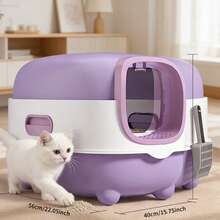 Large Cat Litter Box Enclosed Style – Foldable Front Entry Easy Clean Design - 56*40*40cm - View 13