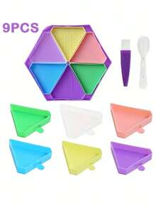 9 Pieces Of Diamond Painting New Turning Drill Disk, Hexagonal Diamond Disk, Multi-Functional Funnel Disk, Sieve Drill Disk, DIY Tool Set - View 1
