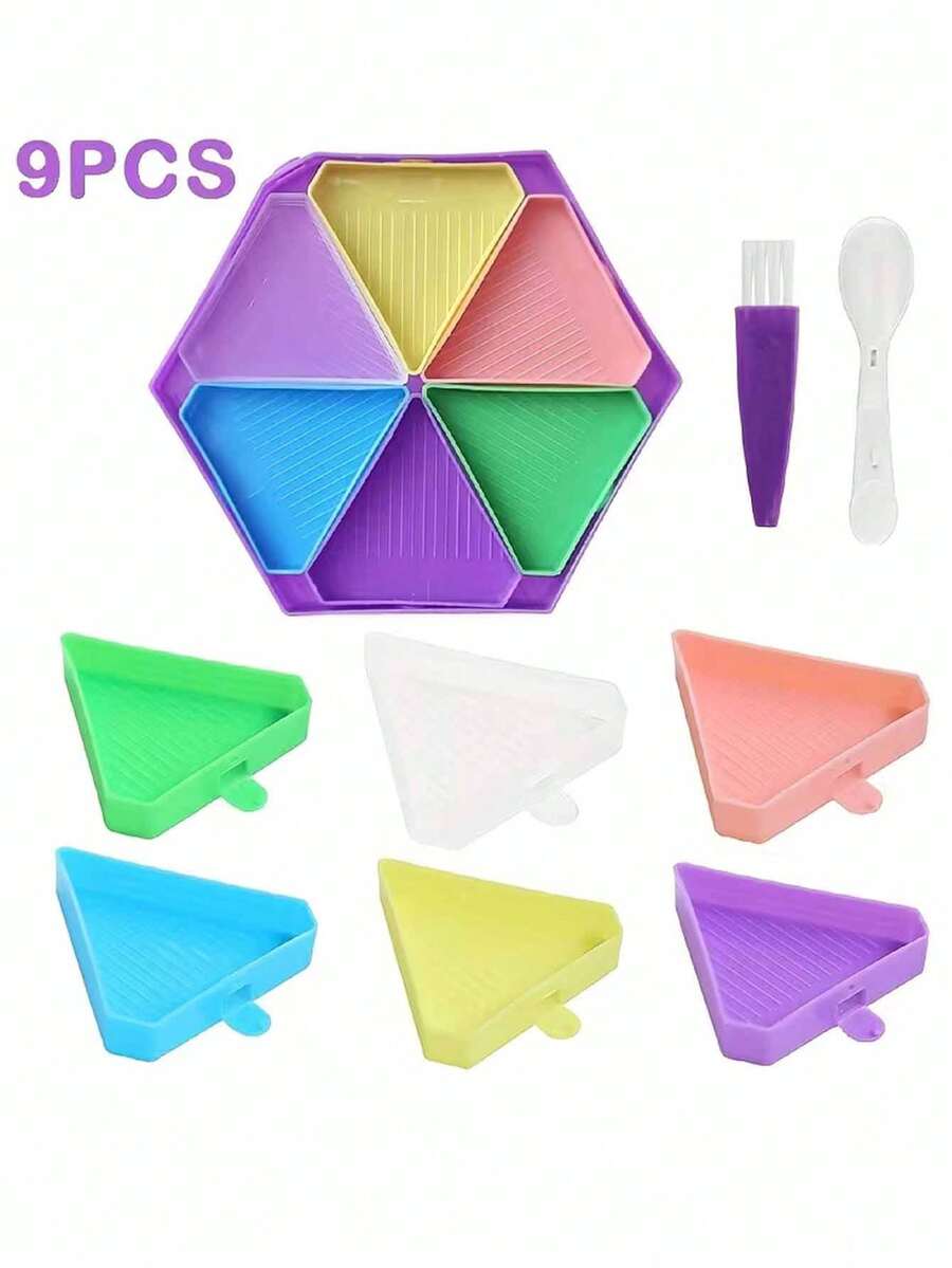 9 Pieces Of Diamond Painting New Turning Drill Disk, Hexagonal Diamond Disk, Multi-Functional Funnel Disk, Sieve Drill Disk, DIY Tool Set - View 1