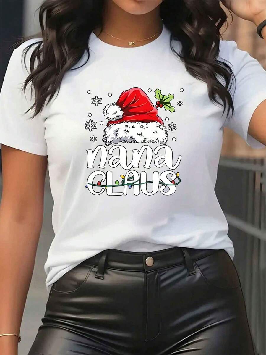 Casual Dining Room T-Shirt, Lightweight And Durable Fabric With Unique Graphic Design, Comfortable Fit For Everyday Wear, Stylish And Fashionable Top For Women's Outfits - 白色 - 查看 1