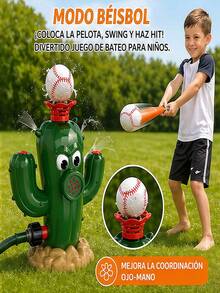 Juguete 2 en 1 Regalo para niños: Juguete de béisbol con rociador de agua de cactus verde: un divertido juego de agua para exteriores, perfecto para fiestas en el jardín y la piscina. - Verde Oliva - Ver 4