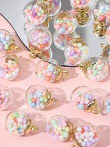 12 piezas de 15*21mm Lentejuelas de colores, lentejuelas en forma de estrella, cuentas redondas, colgante de bola de alta transparencia, accesorios de decoración colgante DIY - Adorno de estrella con lentejuelas - Ver 2