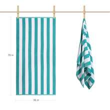 LULUHOME Plush Oversized Beach Towel - Fluffy Cotton Thick 36 x 70 Inch Turquoise Striped Pool Towels Large Summer Cabana Swimming Towel for Adults - Turquesa - Ver 5