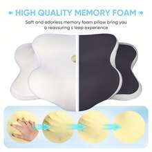 Bantal Leher Kupu-kupu Ergonomis dari Busa Memori dengan Bentuk C/Penyesuaian Tinggi Ganda, Sarung Transparan Memberikan Dukungan - Bantal Bantu Tidur Cocok untuk Posisi Tidur Miring/Terlentang/Tengkurap, Penggunaan Ganda untuk Perjalanan dan Rumah, Dapat Dicuci dengan Mesin - B - View 11