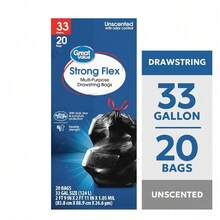 33-Gallon Strong Flex Drawstring Bags – 20 Count, Leak, Tear & Puncture Protection, Durable Multi-Purpose Bags For Kitchen, Office & Outdoor Cleanup - Option - View 2