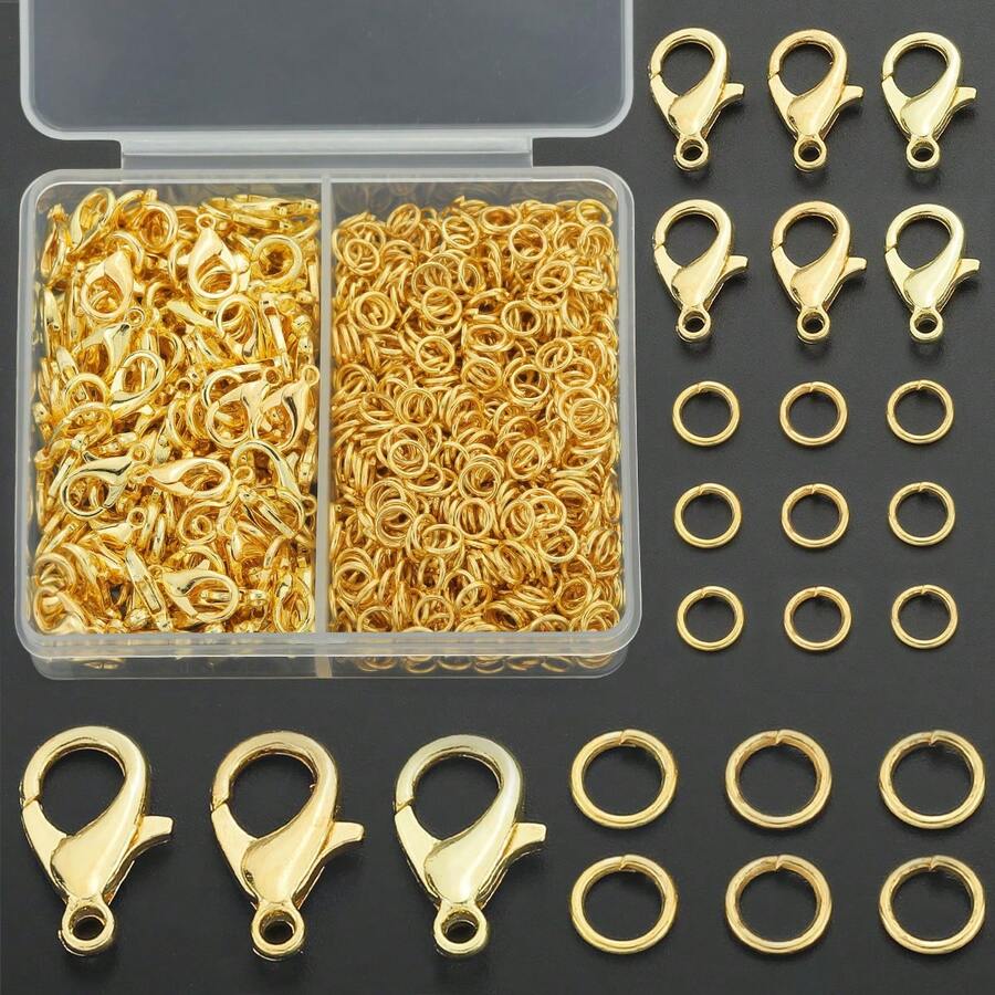 360件/盒 多色龙虾扣和开口圈配件套装,锌合金龙虾扣60个,开口圈300个,适用于珠宝制作、串珠、项链、链条、配件、DIY工艺品材料 - 套裝配件(360pcs)/box - 查看 1