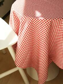 1pc Red Plaid Tablecloth, Classic Retro Holiday Atmosphere Photography Backdrop, Suitable For Holiday Decor And Home Use - Multicolor - View 4