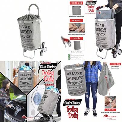 dbest products - Carrito de lavandería para escaleras color