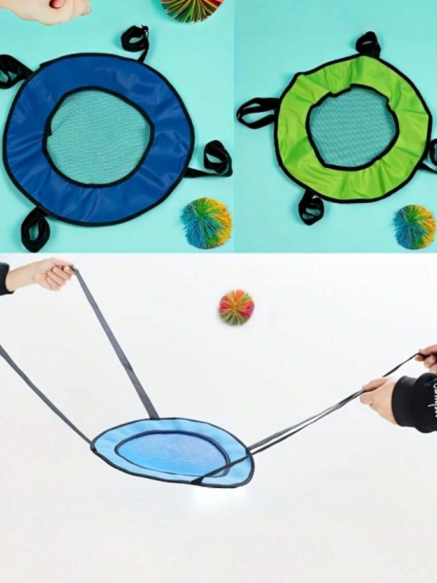 2 piezas Juego interactivo de lanzar y atrapar, incluye pelotas elásticas y bolsa de malla de tela Oxford resistente para lanzar y atrapar - Multicolor - Ver 1