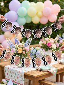 7/14/21 piezas Pancarta personalizada de cumpleaños de hito, foto personalizada, pancarta con rostro personalizado para fiesta de 30/40/50/60/70 años, un toque hilarante para la celebración de cumpleaños, la decoración de fiesta de hito talla grande divertida - Multicolor - Ver 3