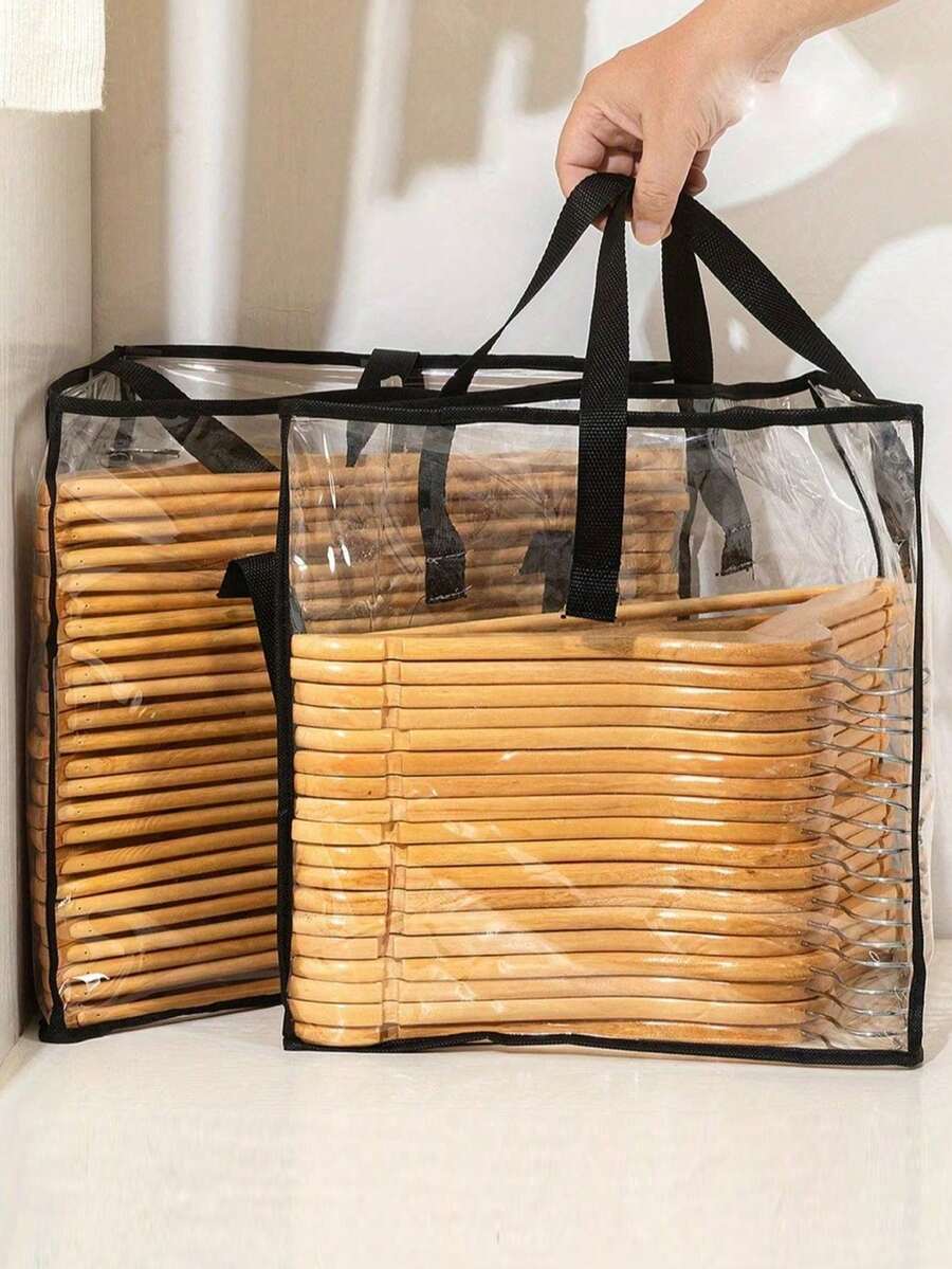 1pc Large Capacity Triangular Storage Bag, Single Hook Style Storage Bag, Clothing Storage Bag, Foldable Storage Bag, Suitable For Wardrobe Organization, Hooks And Other Items. With Handle, Ideal For Wardrobe, Tidy Laundry Room And Hook Storage. Suitable For Home Decor, Holiday Decor, Room Decor, Household Items, Bedroom Decor, Travel Essentials And Home Organization Essentials. - Multicolor - View 1