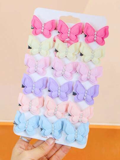12/6 pezzi Set di fermagli per capelli a forma di farfalla color macaron, con decorazioni in perle, fermagli per ciuffi e capelli ribelli - adatti per donne, uso quotidiano, appuntamenti, scuola, feste, vacanze, regalo per la festa della mamma