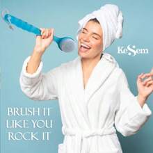 Back Scrubber Shower Brush For Bath Use, Plastic Handle With Soft Bristles, Blue Color, 14-Inch Long Handle For Full-Body Exfoliation - Xanh lam Xanh lục - Xem 4