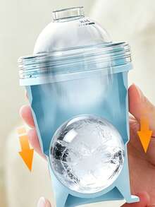 Vaso plegable económico y portátil para bolas de hielo, con pajita incorporada y bandeja cuadrada de silicona, adecuado para deportes al aire libre en verano, comprimible para almacenamiento, puede hacer bolas de hielo grandes, disponible en azul/amarillo - Multicolor - Ver 8