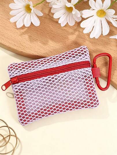 Ví đựng tiền xu lưới trong suốt, túi đựng tiền xu mini hình thỏi son, túi lưới vuông cầm tay thời trang, ví đựng tiền xu nhỏ cổ điển.