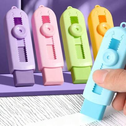 3pcs Erasers Set, Cute Macaroon Color Retractable Erasers