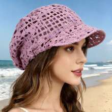 Summer Crochet Mesh Fisherman Hat, Retro Pattern Sun Protection Cap With Ultra Breathable Openwork Design, Streamlined Close-Fit Wearing Structure Brings No Tight Pressure And Comfortable Wrapping Feeling, Lightweight Woven Material Keeps Refreshing And Comfortable Under High Temperature, Multi-Scene Functional Headwear Well Suited For Beach Vacation, Outdoor Gatherings, Travel Sightseeing And Leisure Fishing Activities, Unique Retro Elements Elevate Overall Fashion Taste And Outfit Layering, Portable Foldable Layout Convenient For Travel And Daily Carry, Classic Seasonal Accessory With Both Ornamental And Practical Value, Warm Heartfelt Gift Choice For Ladies And Mother'S Day Blessing Moments - 粉色 - 查看 7