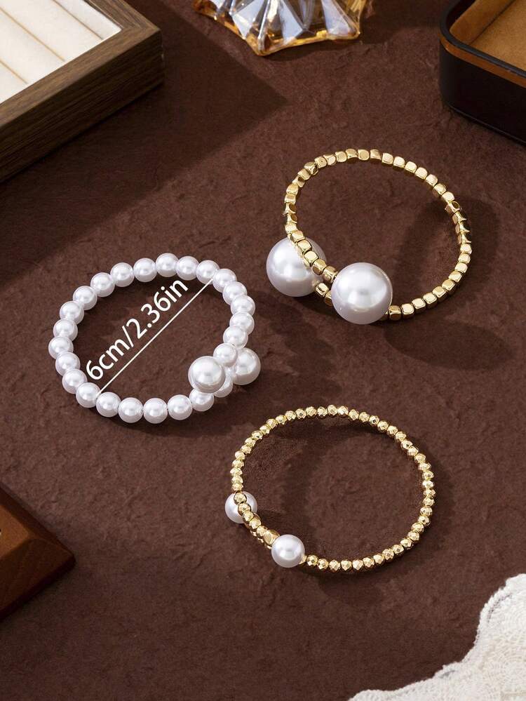 1 chiếc vòng tay co giãn đính ngọc trai và hạt vàng thanh lịch, quà tặng Ngày của Mẹ dành cho phụ nữ, phù hợp cho đi làm hàng ngày, tụ họp, chụp ảnh thời trang, tiệc tùng, kỳ nghỉ, món quà trang sức quyến rũ. - Nhiều màu - Xem 7