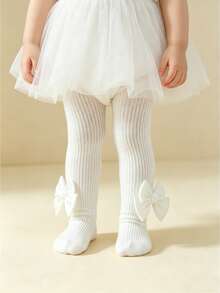 2pcs Baby Girls' Bow Decor Tights, Suitable For Everyday Wear - Multicolor - View 8