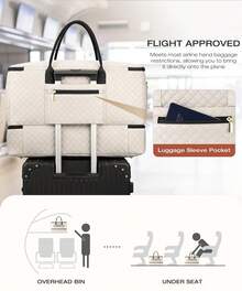 2Pc Travel Duffle Bag Wide Open Large Weekender Bag Women&Shoe Compartment, Carry On Overnight Bags &Toiletry Bag, Hospital Travel Essential Holiday - Off-white - View 7