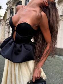 Nuevo traje de fiesta ajustado con hombros descubiertos de verano, traje liso de temperamento elegante, Top y pantalones sexis sin tirantes para mujer, conjunto de dos piezas - 01 Superior - Ver 4